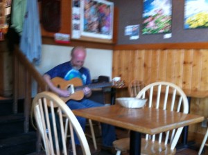 We ate breakfast to music at Key of C coffee house (it's a little blurry, but you get the idea)